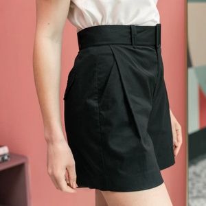 Pleated Black Shorts